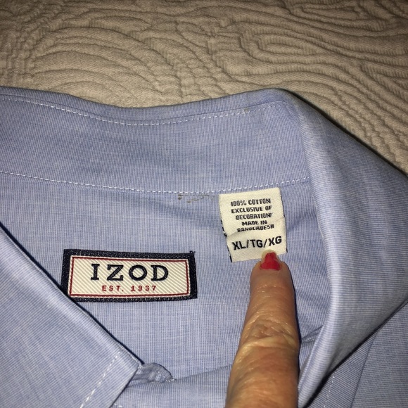 Beautiful blue dress Izod cotton shirt, XL - Picture 3 of 4